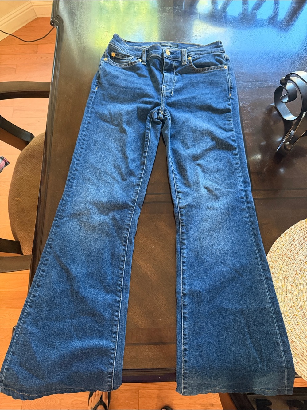 7 For All Mankind Women's Blue Wide Leg Flare Jeans